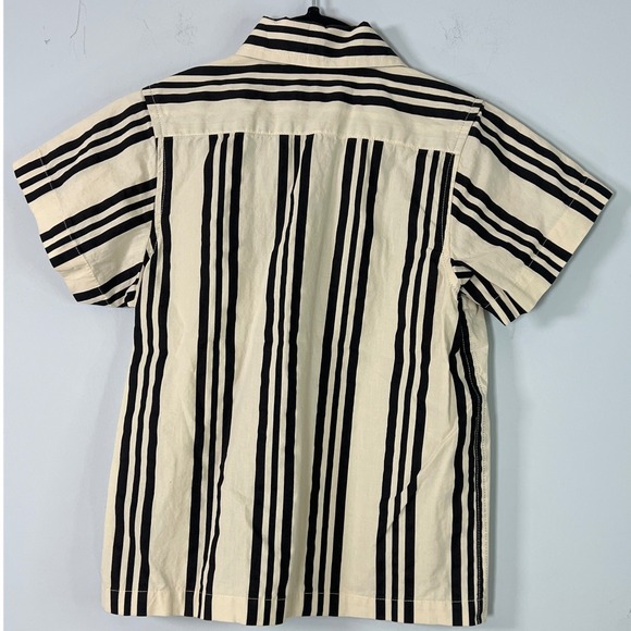 Eighty Eight Kids Black Cream Striped Button Up Short Sleeve Dress Shirt Boy 5 - Picture 5 of 5